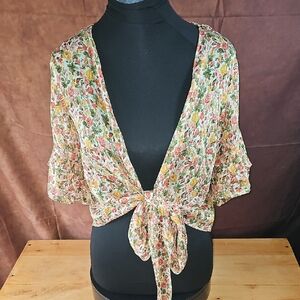 Chic Floral Tie-Back Blouse